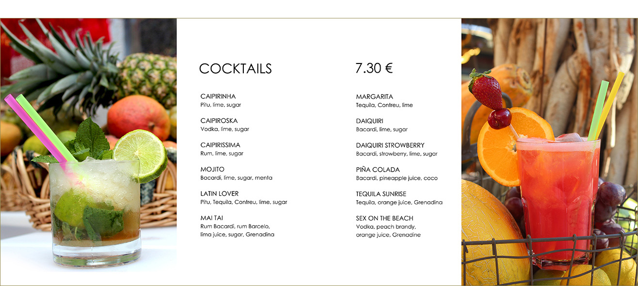Orient Lounge cocktails menu spread